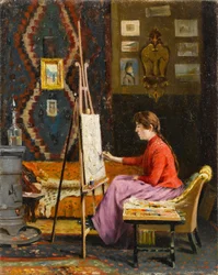 Mädchenmalerin und ihr Atelier